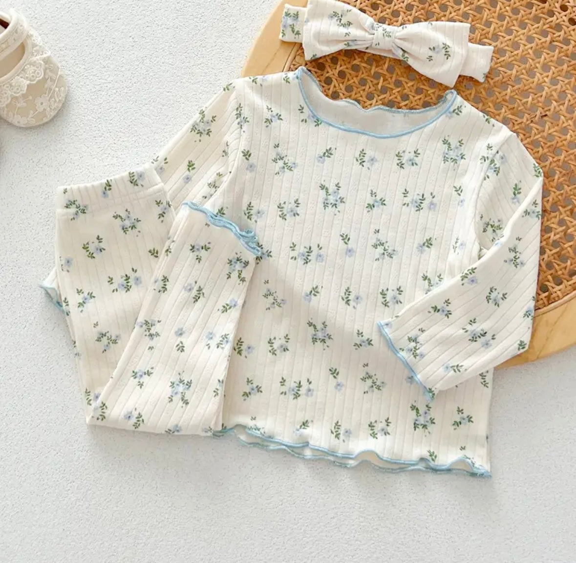 Ribbed Floral Pajama Set