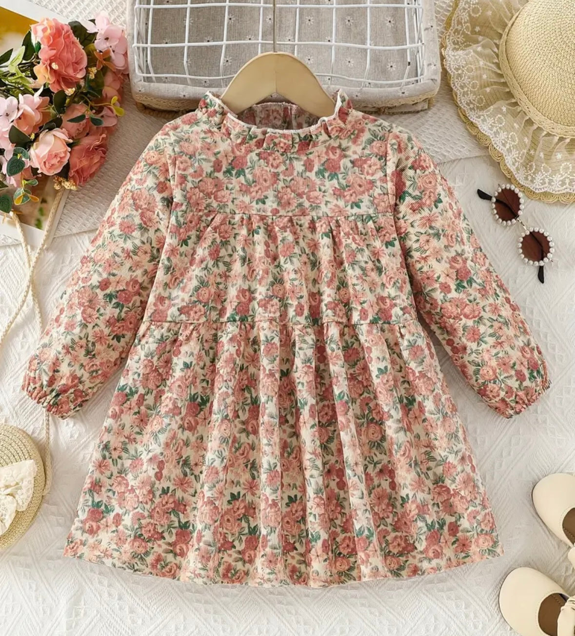 Floral Corduroy Dress