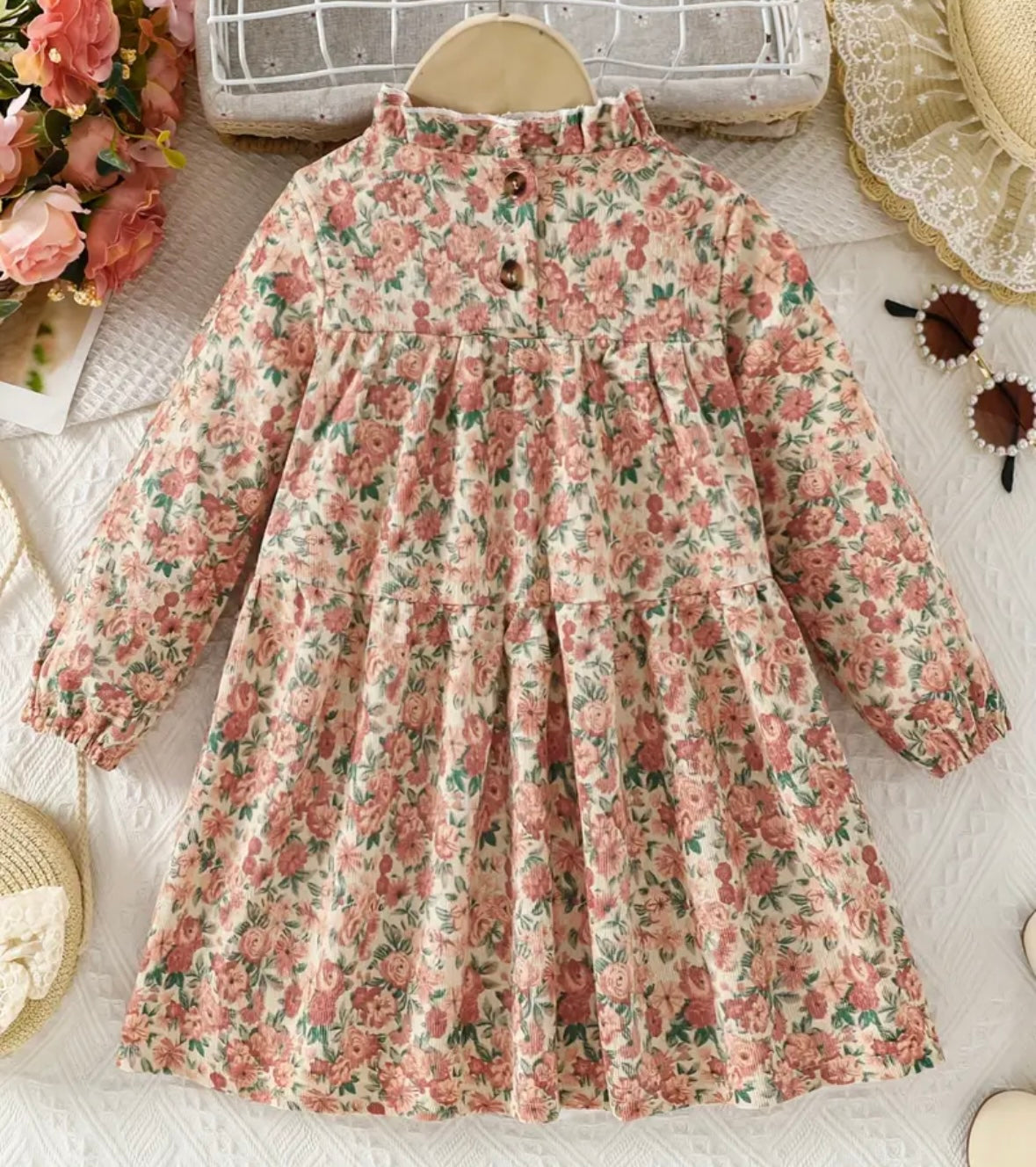 Floral Corduroy Dress