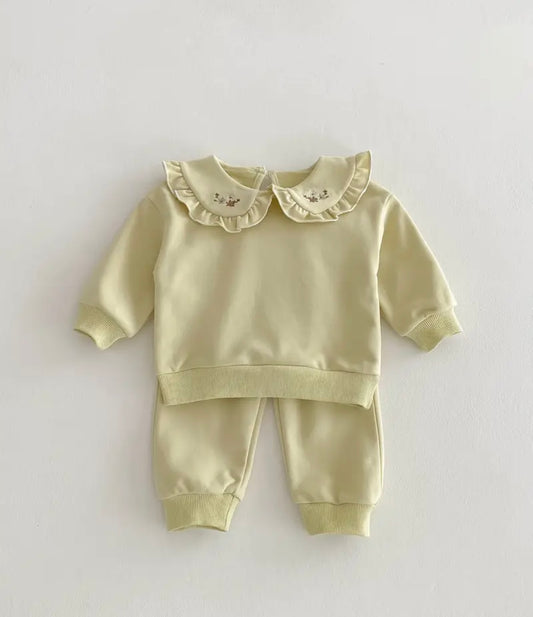 Floral Collar Sweat Set