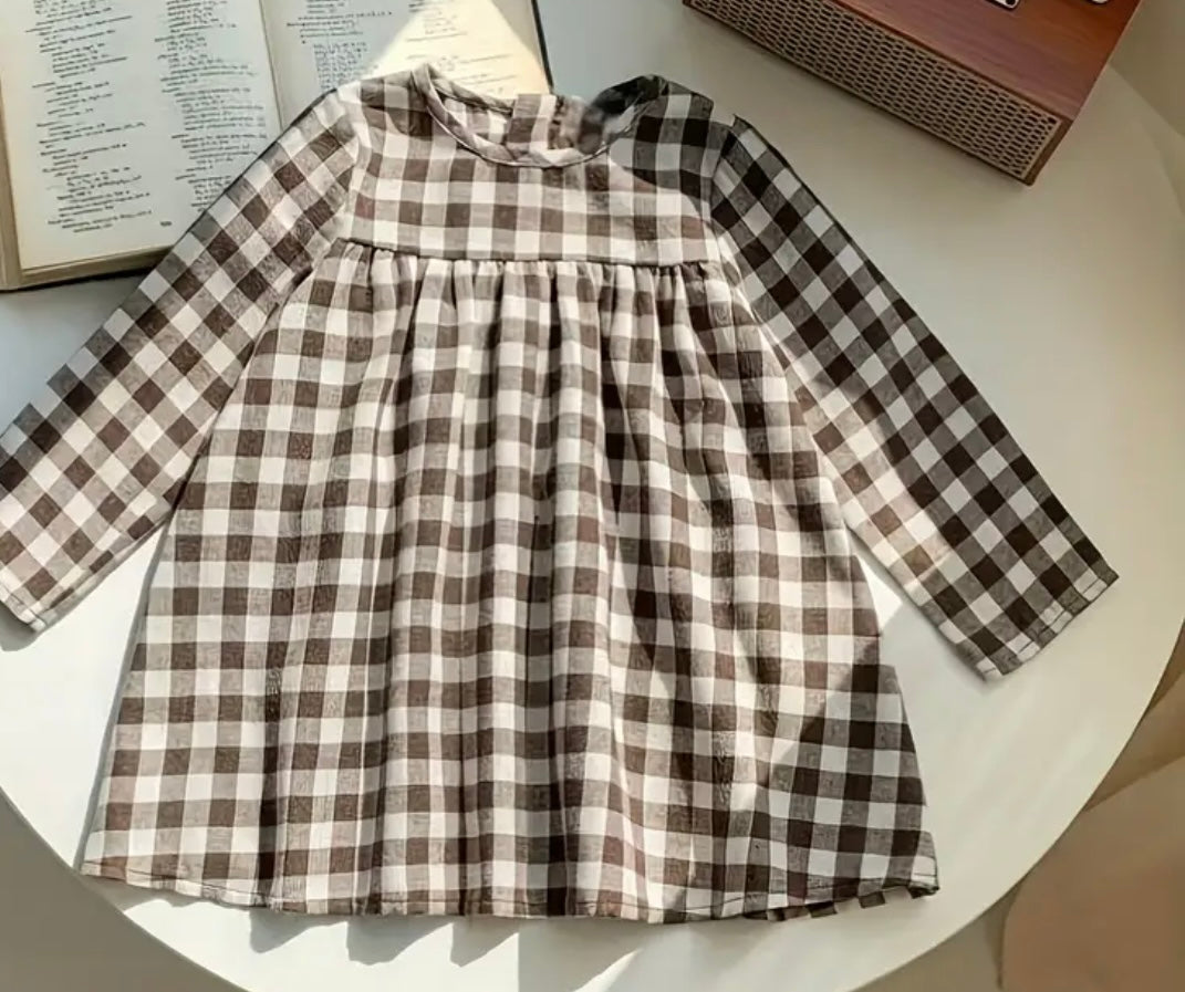 Gingham Long Sleeve Dress