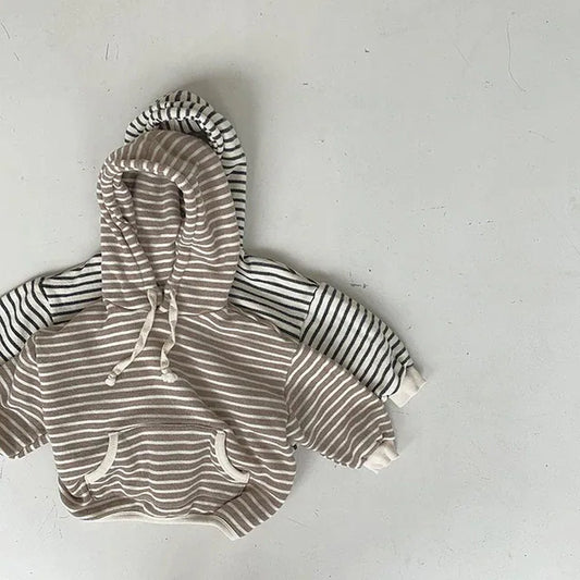 Striped drawstring hoodie