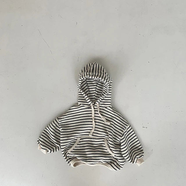 Striped drawstring hoodie