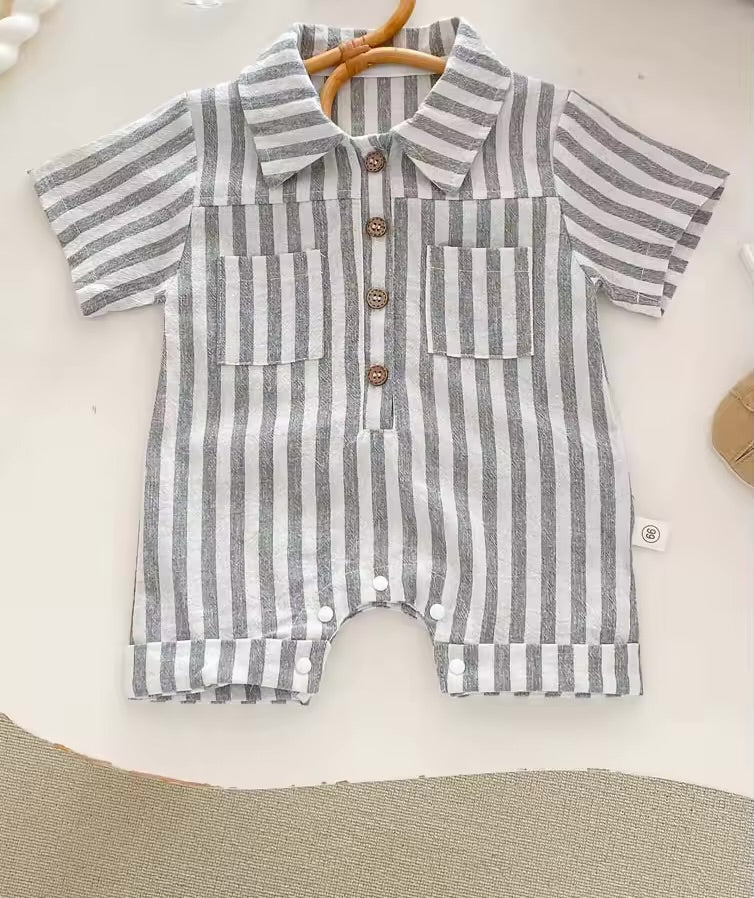 Striped Collared Romper