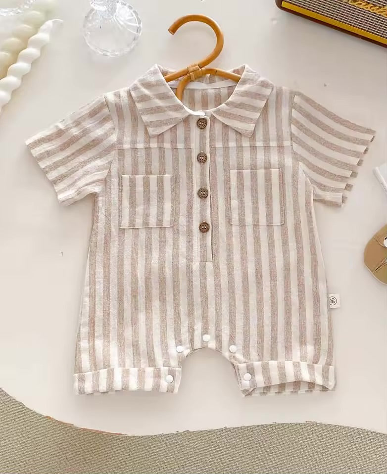 Striped Collared Romper