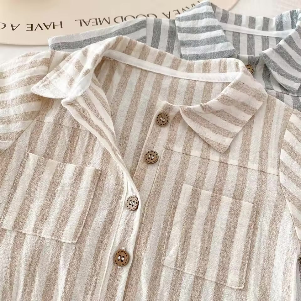 Striped Collared Romper