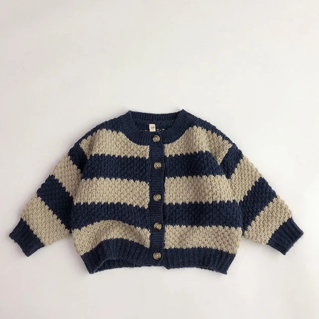 Wide Stripe Knit Cardigan