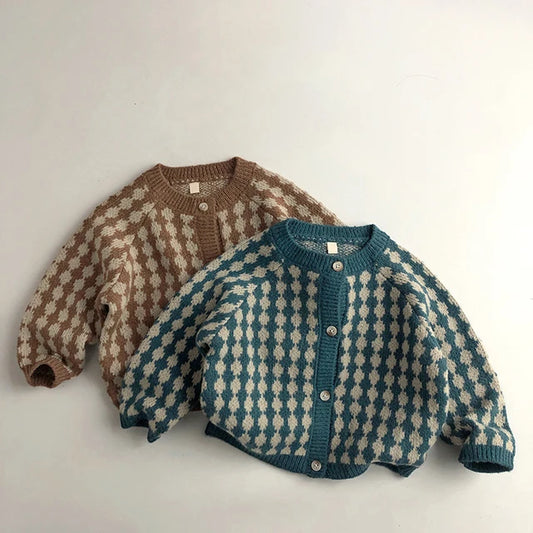 Check Knit Cardigan