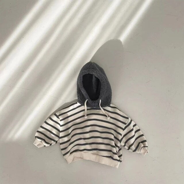 Striped Sherpa Hoodie