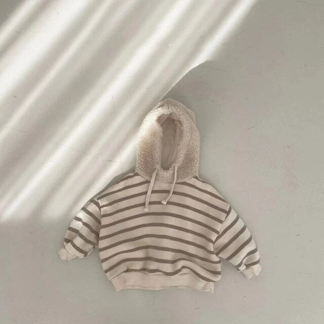 Striped Sherpa Hoodie