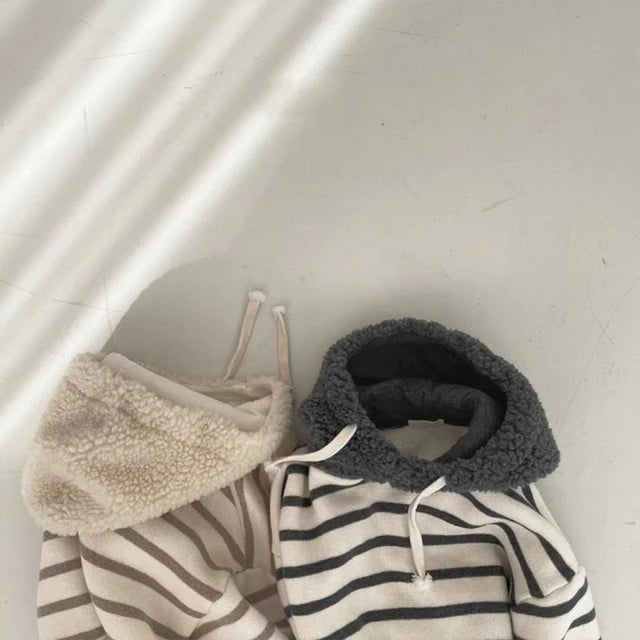 Striped Sherpa Hoodie