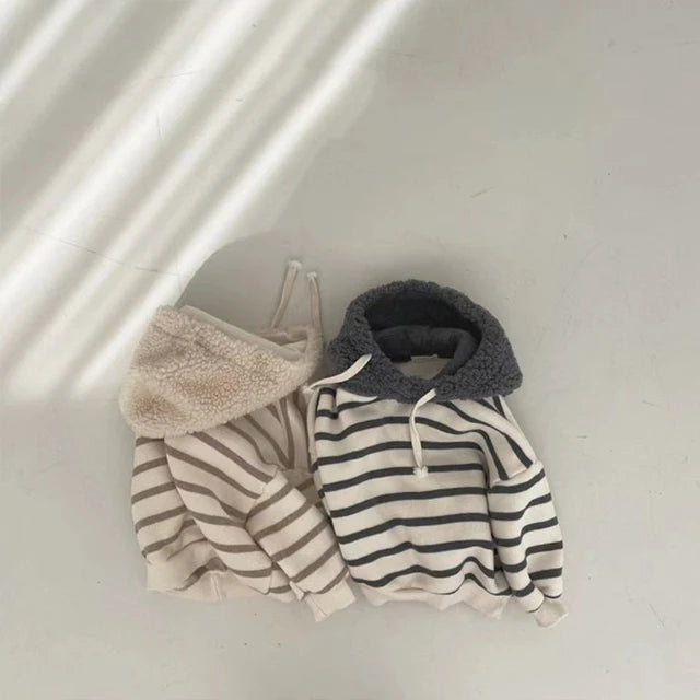 Striped Sherpa Hoodie