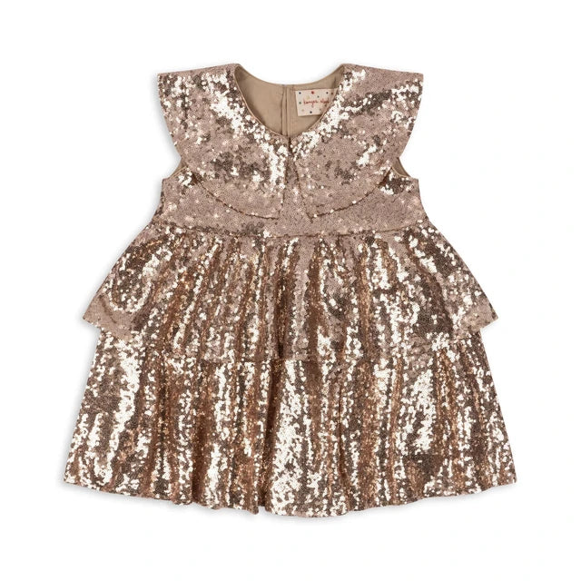 Gold sequin tiered dress