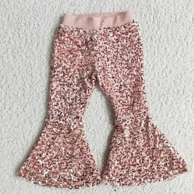 Pink sequin bell bottoms