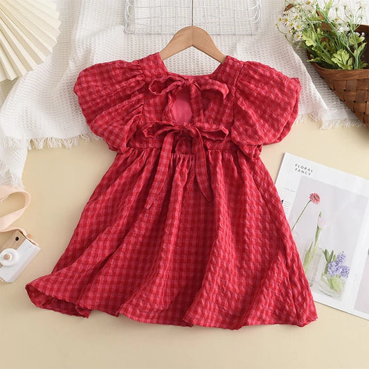 Red Plaid Bow Dress